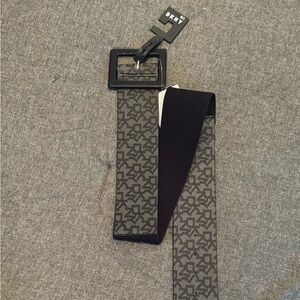 DKNY Black and Gray Geometric Belt